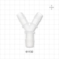 Y Connector, Reducer, Barbed, Natural - Fits 5/8 inch ID Tubing (0.625 inch, 15.88 mm); Fits 1/2 inch ID Tubing (0.5 inch, 12.7 mm) - 61132