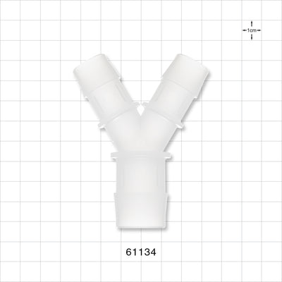 Y Connector, Reducer, Barbed, Natural - Fits 3/4 inch ID Tubing (0.75 inch, 19.05 mm); Fits 1 inch ID Tubing (1 inch, 25.4 mm) - 61134