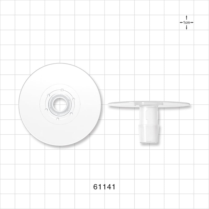 Bag Port Flange with Dimples, Barbed, Natural - Fits 1/2 inch ID Tubing (0.5 inch, 12.7 mm) - 61141