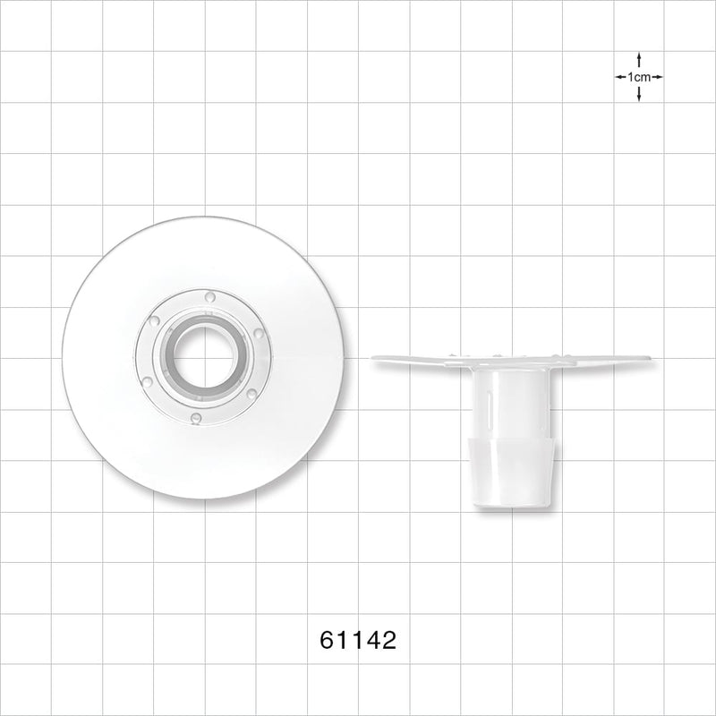 Bag Port Flange with Dimples, Barbed, Natural - Fits 5/8 inch ID Tubing (0.625 inch, 15.88 mm) - 61142