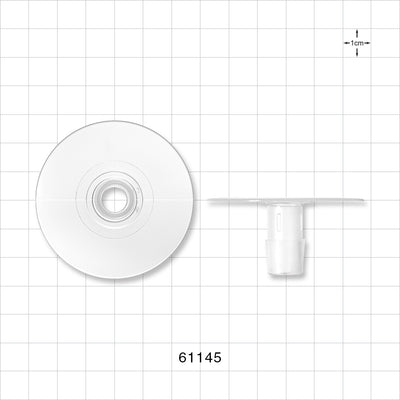 Bag Port Flange with Flat Plate, Barbed, Natural - Fits 1/2 inch ID Tubing (0.5 inch, 12.7 mm) - 61145