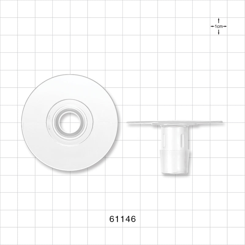 Bag Port Flange with Flat Plate, Barbed, Natural - Fits 5/8 inch ID Tubing (0.625 inch, 15.88 mm) - 61146