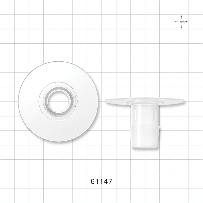 Bag Port Flange with Flat Plate, Barbed, Natural - Fits 3/4 inch ID Tubing (0.75 inch, 19.05 mm) - 61147