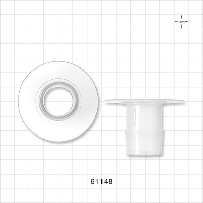 Bag Port Flange with Flat Plate, Barbed, Natural - Fits 1 inch ID Tubing (25.4 mm) - 61148