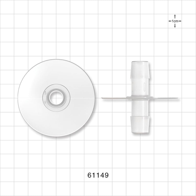 Bag Port Flange with Opposable Barbs, Natural - Fits 1/2 inch ID Tubing (0.5 inch, 12.7 mm) - 61149