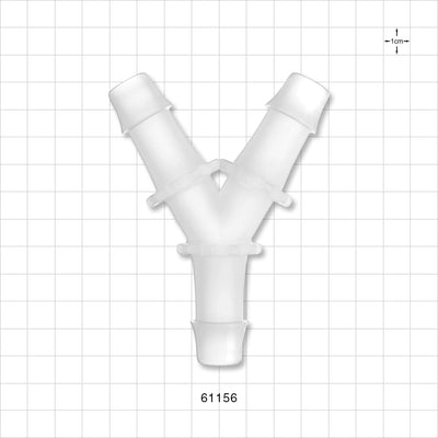 Y Connector, Barbed, Natural - Fits 3/4 inch ID Tubing (0.75 inch, 19.05 mm) - 61156