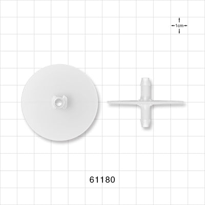 Bag Port Flange with Opposable Barbs, Natural - Fits 3/16 inch ID Tubing (0.188 inch, 4.76 mm) - 61180