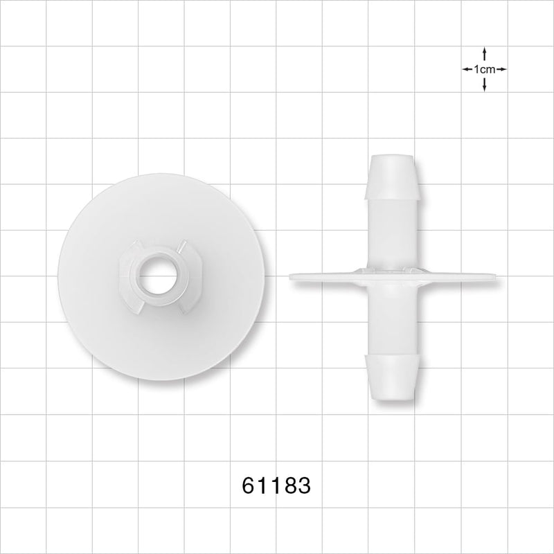 Bag Port Flange with Opposable Barbs, Natural - Fits 3/8 inch ID Tubing (0.375 inch, 9.53 mm) - 61183