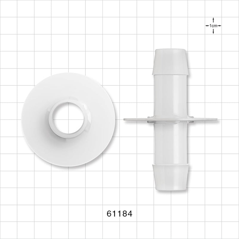Bag Port Flange with Opposable Barbs, Natural - Fits 3/4 inch ID Tubing (0.75 inch, 19.05 mm) - 61184