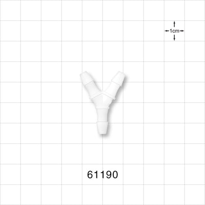 Y Connector, Barbed, Natural - Fits 5/32 inch ID Tubing (0.156 inch, 3.97 mm) - 61190