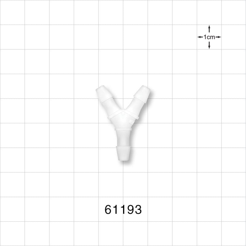 Y Connector, Barbed, Natural - Fits 5/32 inch ID Tubing (0.156 inch, 3.97 mm) - 61193