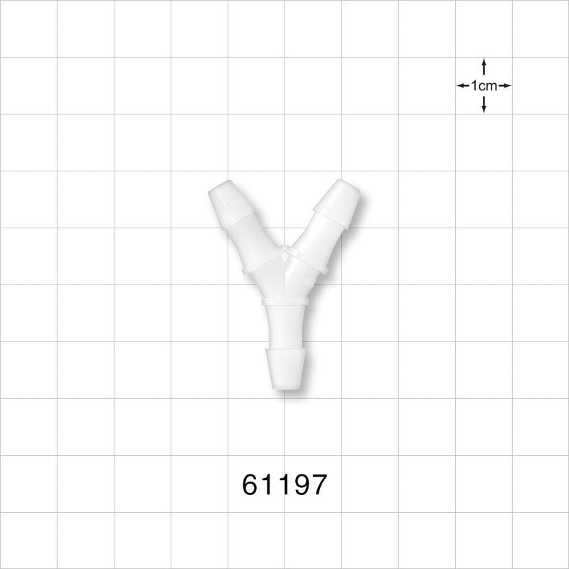 Y Connector, Barbed, Natural - Fits 3/16 inch ID Tubing (0.188 inch, 4.76 mm) - 61197