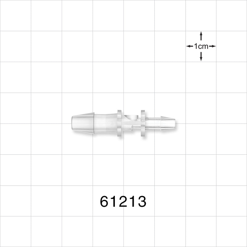Straight Connector, Reducer, Barbed, Natural - Fits 3/16 inch x 1/8 inch ID Tubing (0.188 inch x 0.125 inch, 4.76 mm x 3.18 mm) - 61213