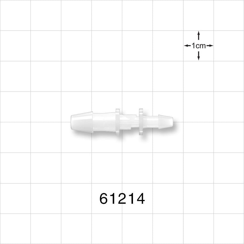 Straight Connector, Reducer, Barbed, Natural - Fits 3/16 inch x 3/32 inch ID Tubing (0.188 inch x 0.094 inch, 4.76 mm x 2.38 mm) - 61214