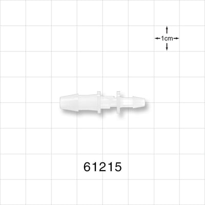 Straight Connector, Reducer, Barbed, Natural - Fits 5/32 inch x 1/8 inch ID Tubing (0.156 inch x 0.125 inch, 3.97 mm x 3.18 mm) - 61215