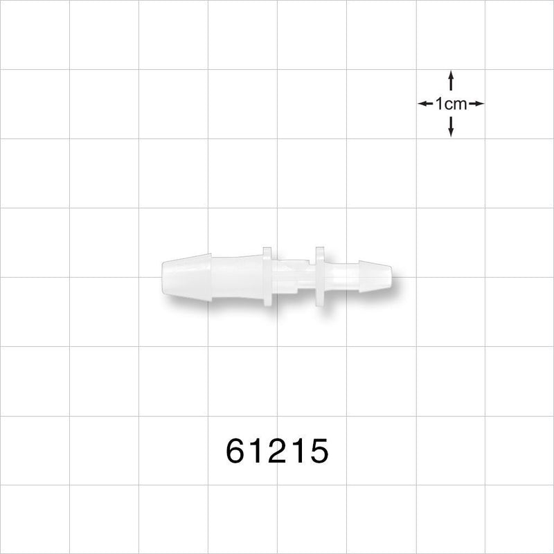 Straight Connector, Reducer, Barbed, Natural - Fits 5/32 inch x 1/8 inch ID Tubing (0.156 inch x 0.125 inch, 3.97 mm x 3.18 mm) - 61215