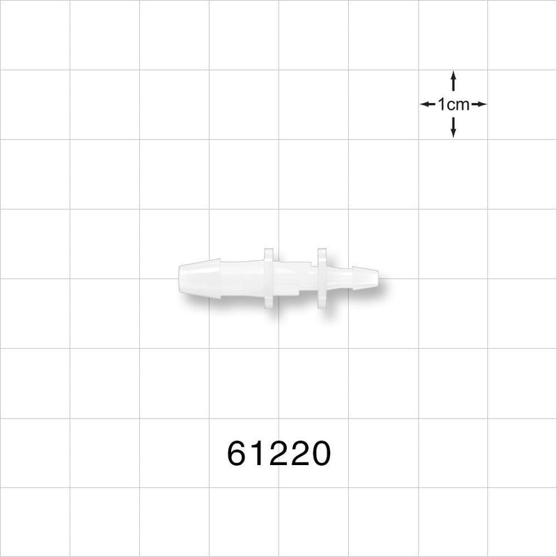 Straight Connector, Reducer, Barbed, Natural - Fits 5/32 inch x 3/32 inch ID Tubing (0.156 inch x 0.094 inch, 3.97 mm x 2.38 mm) - 61220