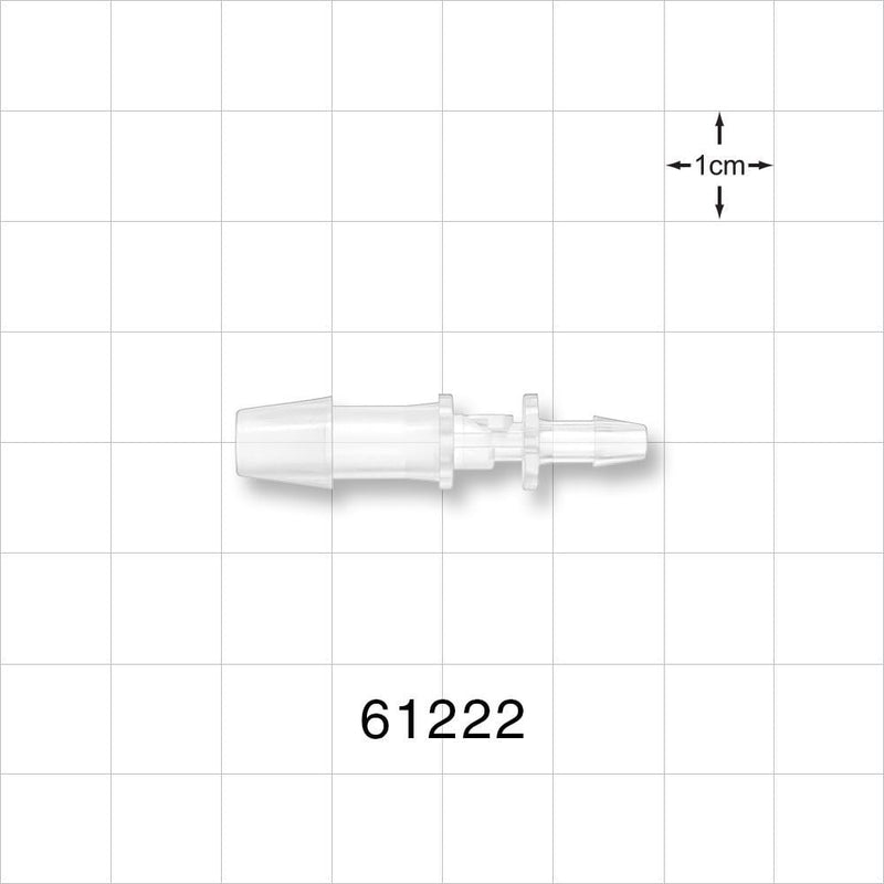 Straight Connector, Reducer, Barbed, Natural - Fits 1/4 inch x 1/8 inch ID Tubing (0.25 inch x 0.125 inch, 6.35 mm x 3.18 mm) - 61222