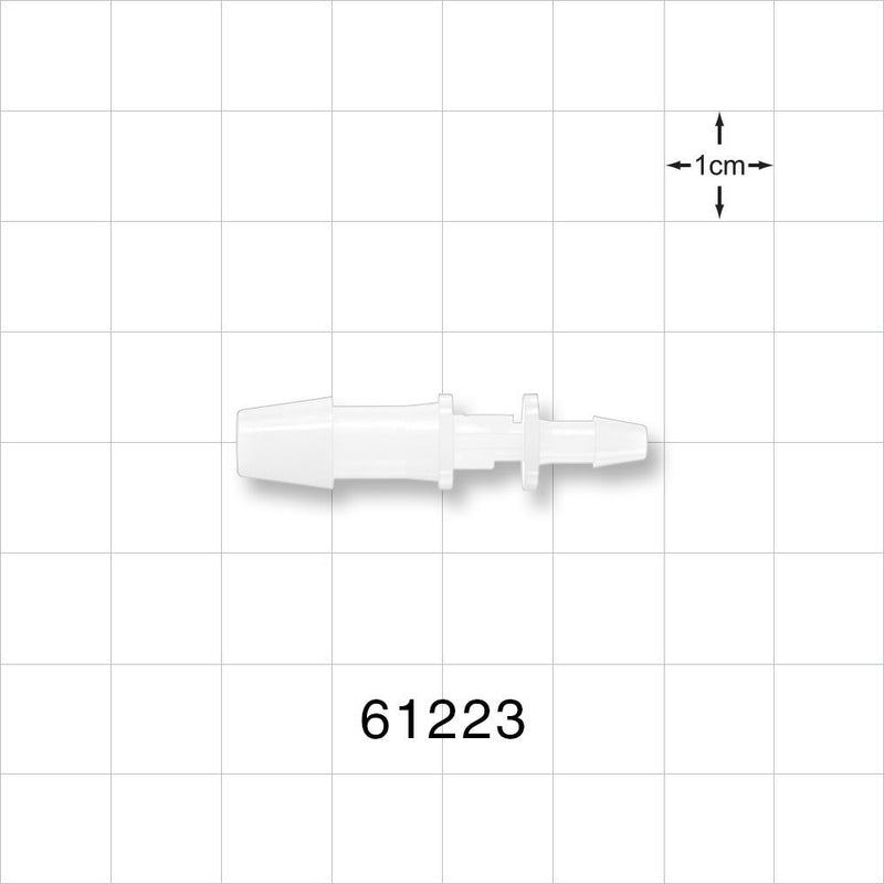 Straight Connector, Reducer, Barbed, Natural - Fits 1/4 inch ID x 1/8 inch ID Tubing (0.25 inch x 0.125 inch, 6.35 mm x 3.18 mm - 61223