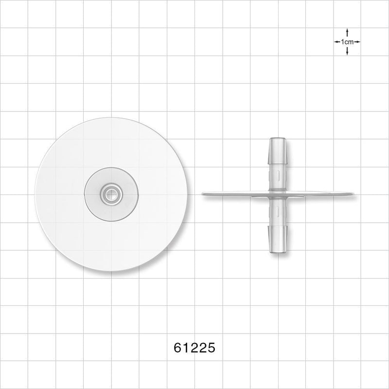 Bag Port Flange with Opposable Barbs, Natural - Fits 1/4 inch ID Tubing (0.25 inch, 6.35 mm) - 61225