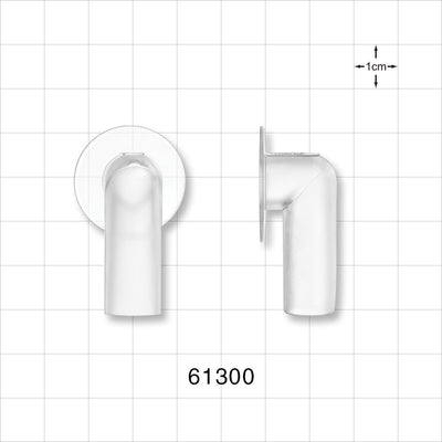 Bag Port Flange with Flat Plate, Elbow, Natural - 0.375 inch ID / 0.5 inch OD, 1 inch Flange (9.53 mm ID / 12.7 mm OD, 25.4 mm Flange) - 61300