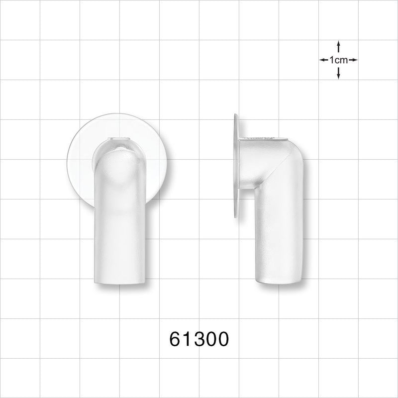 Bag Port Flange with Flat Plate, Elbow, Natural - 0.375 inch ID / 0.5 inch OD, 1 inch Flange (9.53 mm ID / 12.7 mm OD, 25.4 mm Flange) - 61300