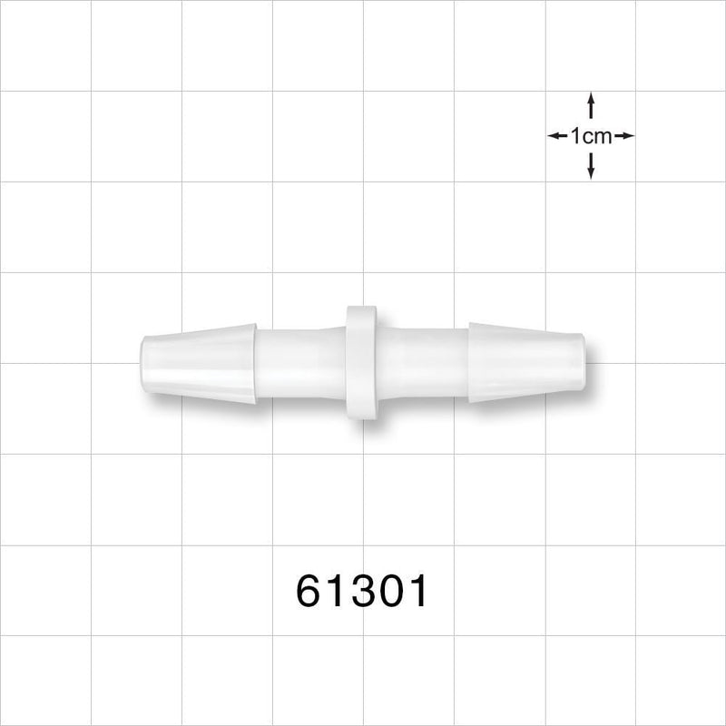 Straight Connector, Barbed, Natural - Fits 1/4 inch ID Tubing (0.25 inch, 6.35 mm) - 61301