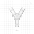 Y Connector, Barbed, Natural - Fits 5/8 inch ID Tubing (0.625 inch, 15.88 mm) - 61312