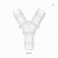 Y Connector, Barbed, Natural - Fits 1 inch ID Tubing (1 inch, 25.4 mm) - 61313