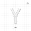 Y Connector, Reducer, Barbed, Natural - Fits 3/8 inch ID Tubing (0.375 inch, 9.53 mm); Fits 1/2 inch ID Tubing (0.5 inch, 12.7 mm) - 61315