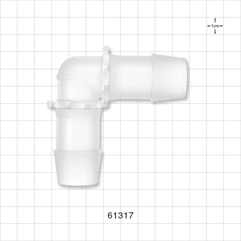 Elbow Connector, Barbed, Natural - Fits 1 inch ID Tubing (25.4 mm) - 61317