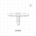 T Connector, Barbed, Natural - Fits 1/4 inch ID Tubing (0.25 inch, 6.35 mm) - 61318
