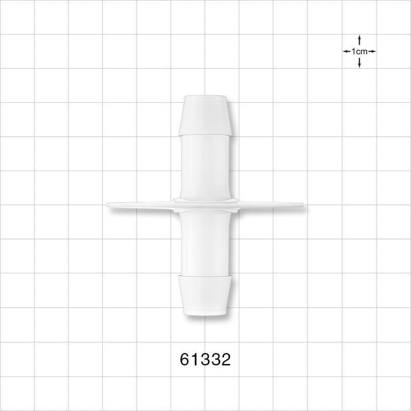 Bag Port Flange with Opposable Barbs, Natural - Fits 1/2 inch ID Tubing (0.5 inch, 12.7 mm) - 61332