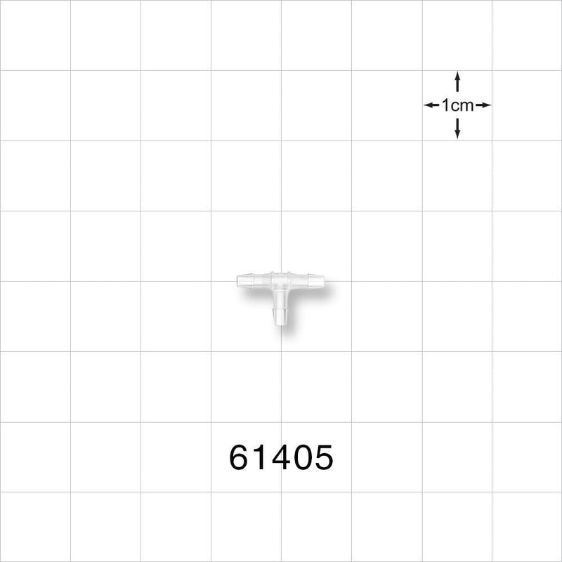T Connector, Barbed, Natural - Fits 1/16 inch ID Tubing (0.063 inch, 1.59 mm) - 61405