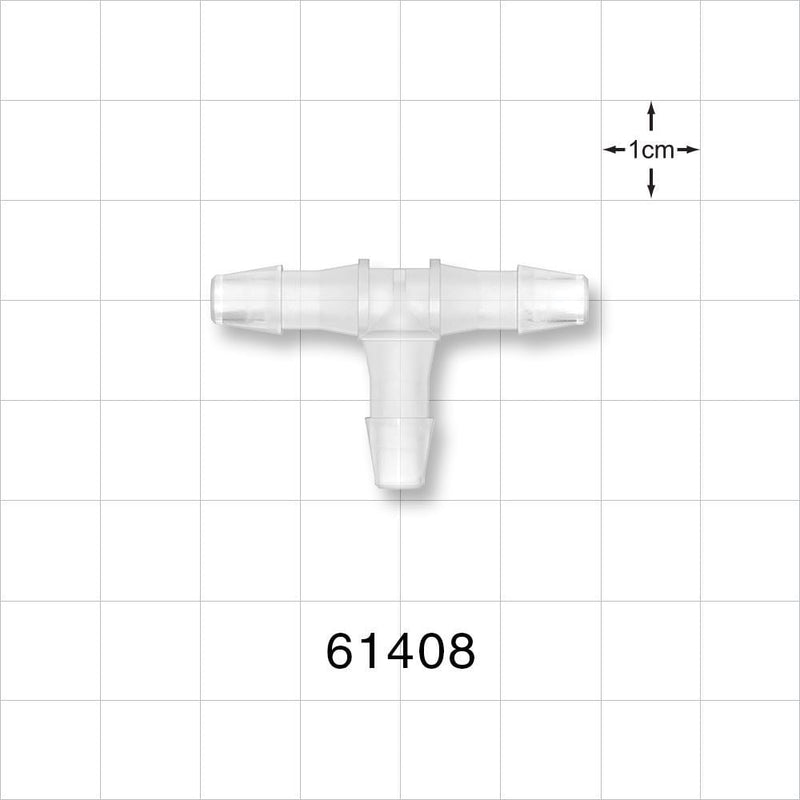 T Connector, Barbed, Natural - Fits 3/16 inch ID Tubing (0.188 inch, 4.76 mm) - 61408