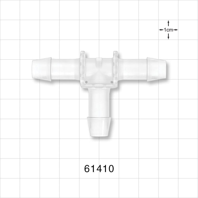 T Connector, Barbed, Natural - Fits 3/8 inch ID Tubing (0.375 inch, 9.53 mm) - 61410