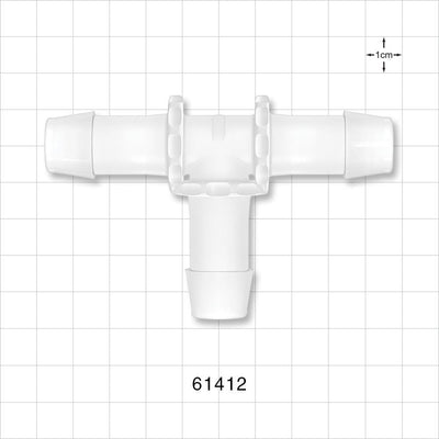 T Connector, Barbed, Natural - Fits 5/8 inch ID Tubing (0.625 inch, 15.88 mm) - 61412