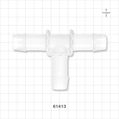 T Connector, Barbed, Natural - Fits 3/4 inch ID Tubing (0.75 inch, 19.05 mm) - 61413