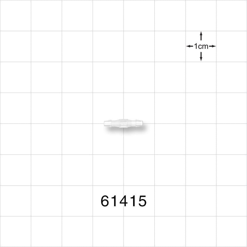 Straight Connector, Barbed Natural - Fits 1/16 inch ID Tubing (0.063 inch, 1.59 mm) - 61415