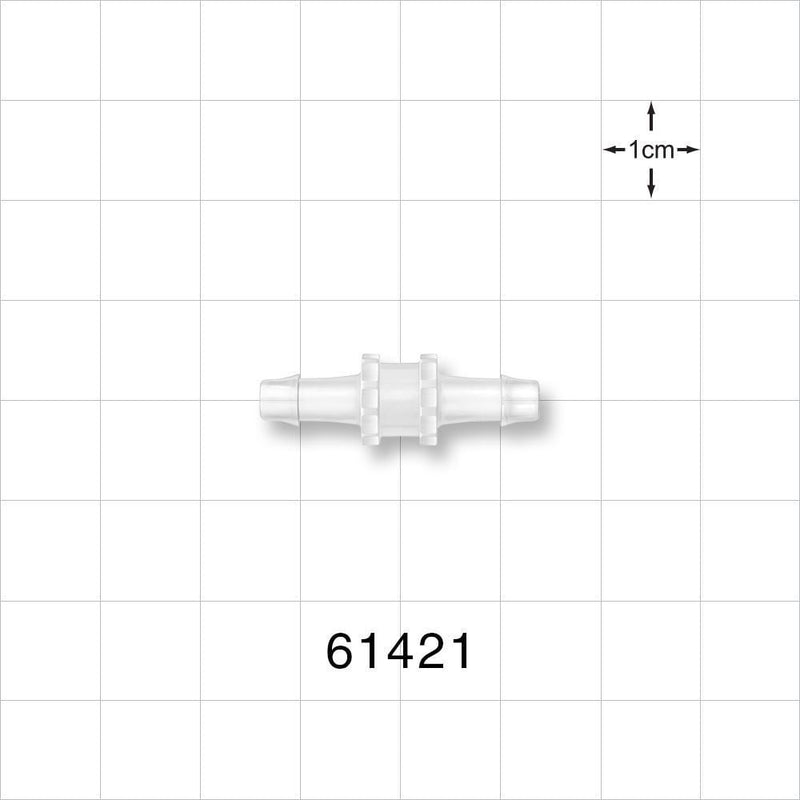 Straight Connector, Barbed Natural - Fits 5/32 inch ID Tubing (0.156 inch, 3.97 mm) - 61421