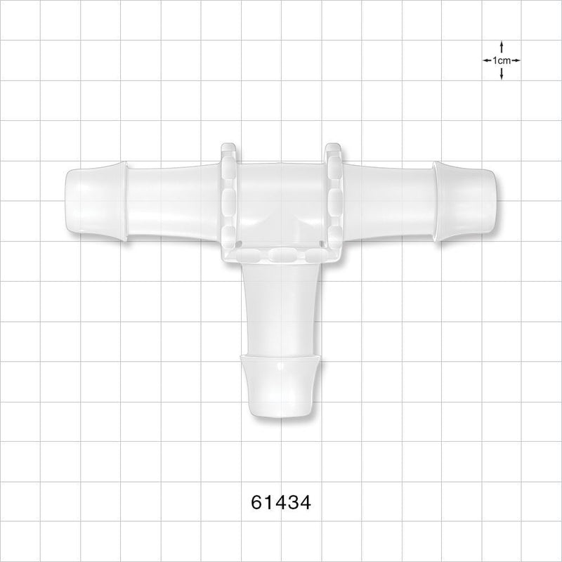 T Connector, Barbed, Natural - Fits 3/4 inch ID Tubing (0.75 inch, 19.05 mm) - 61434