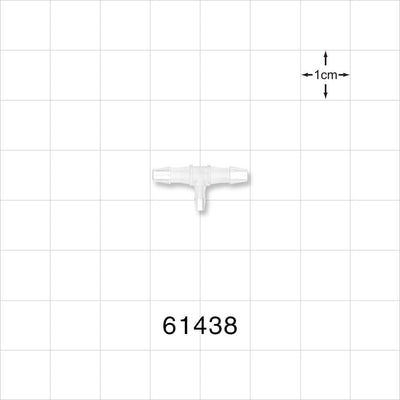 T Connector, Reducer, Barbed, Natural - Fits 3/32 inch ID Tubing (0.094 inch, 2.38 mm); Fits 1/16 inch ID Tubing (0.063 inch, 1.59 mm) - 61438