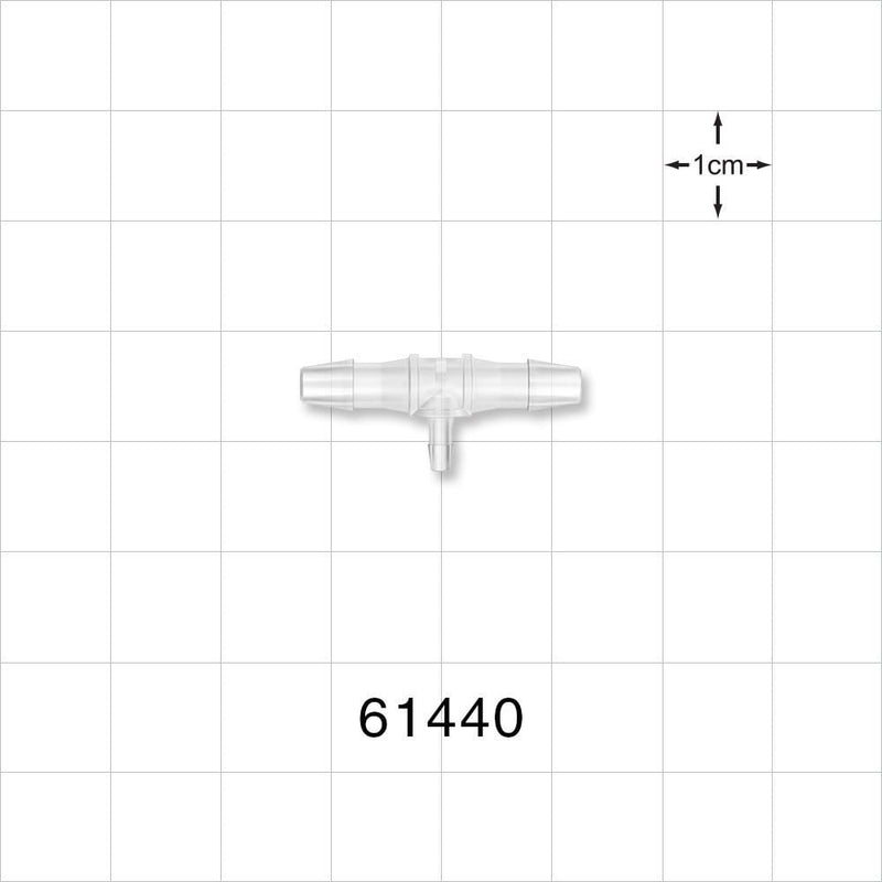 T Connector, Reducer, Barbed, Natural - Fits 1/8 inch ID Tubing (0.125 inch, 3.18 mm); Fits 1/16 inch ID Tubing (0.063 inch, 1.59 mm) - 61440