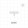 T Connector, Reducer, Barbed, Natural - Fits 1/8 inch ID Tubing (0.125 inch, 3.18 mm); Fits 3/32 inch ID Tubing (0.094 inch, 2.38 mm) - 61441