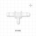 T Connector, Reducer, Barbed, Natural - Fits 3/8 inch ID Tubing (0.375 inch, 9.53 mm); Fits 1/4 inch ID Tubing (0.25 inch, 6.35 mm) - 61445