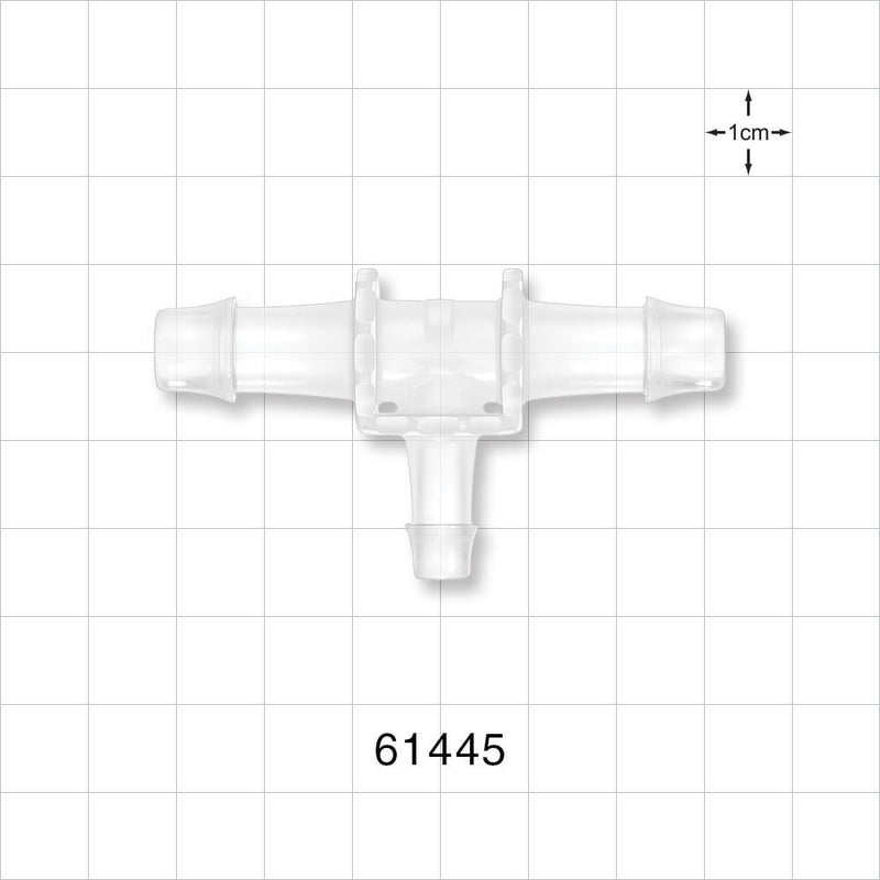 T Connector, Reducer, Barbed, Natural - Fits 3/8 inch ID Tubing (0.375 inch, 9.53 mm); Fits 1/4 inch ID Tubing (0.25 inch, 6.35 mm) - 61445