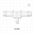 T Connector, Reducer, Barbed, Natural - Fits 1/2 inch ID Tubing (0.5 inch, 12.7 mm); Fits 1/4 inch ID Tubing (0.25 inch, 6.35 mm) - 61446