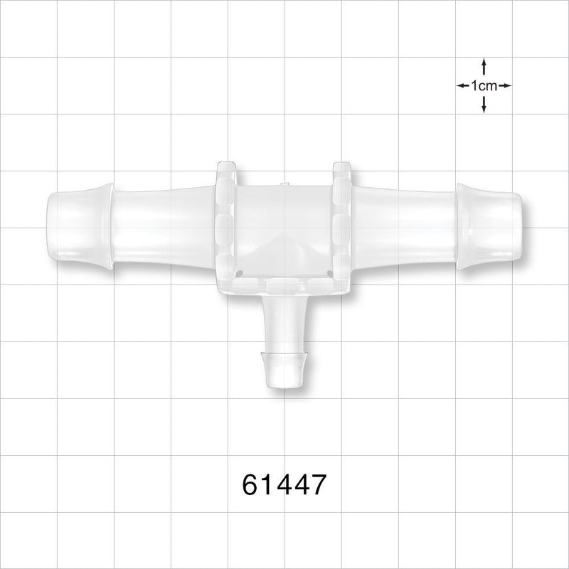 T Connector, Reducer, Barbed, Natural - Fits 1/2 inch ID Tubing (0.5 inch, 12.7 mm); Fits 1/4 inch ID Tubing (0.25 inch, 6.35 mm) - 61447