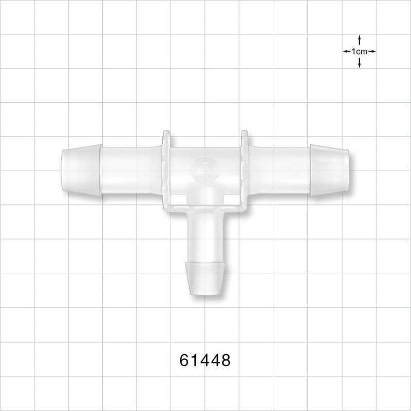 T Connector, Reducer, Barbed, Natural - Fits 1/2 inch ID (0.5 inch, 12.7 mm); 3/8 inch ID Tubing (0.375 inch, 9.52 mm) - 61448