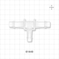 T Connector, Reducer, Barbed, Natural - Fits 1/2 inch ID (0.5 inch, 12.7 mm); 3/8 inch ID Tubing (0.375 inch, 9.52 mm) - 61449